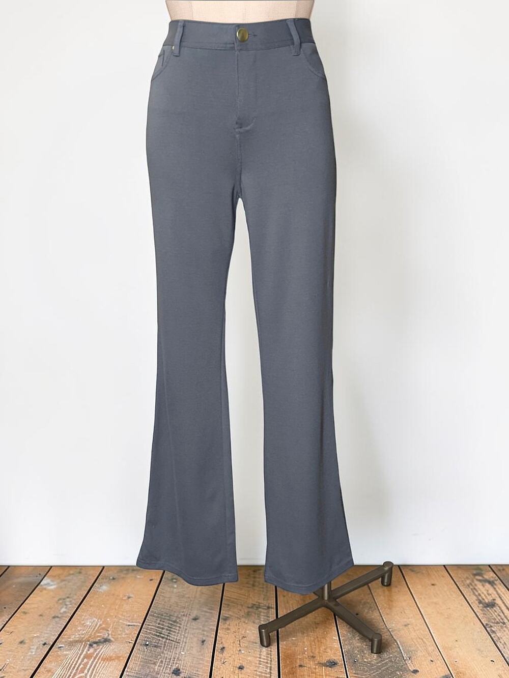Super Cute Gray IMAN Stretchy Grey Flare Bootcut Leg Pants Trousers 14